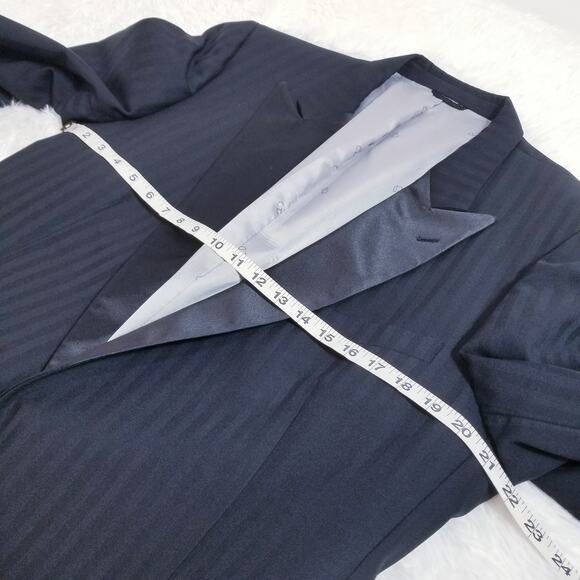 Christian Dior Blazer Men 46L Striped Peak Lapel Tuxedo Blazer - Picture 4 of 14